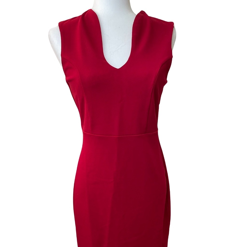Women's Nina Leonard U-Neck Midi Sheath Dress